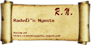 Radván Nyeste névjegykártya